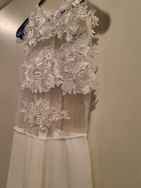 White Lace Floral Appliqué Jumpsuit